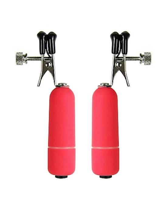 Touche Vibrating Nipple Clamps Red - Red -