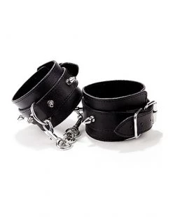 Touche Spiked Leather Handcuffs - Black -