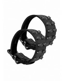 Shots Toys Ouch! Skulls And Bones - Handcuffs With Skulls - Black - One Size