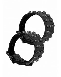 Shots Toys Ouch! Skulls And Bones - Ankle Cuffs With Skulls - Black - One Size
