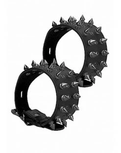 Shots Toys Ouch! Skulls And Bones - Ankle Cuffs With Spikes - Black - One Size