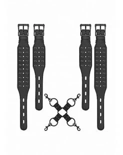 Shots Toys Ouch! Skulls And Bones - Hogtie With Spikes - Black - One Size