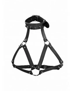 Shots Toys Ouch! Skulls And Bones - Harness With Skulls & Spikes - Black - One Size