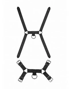 Shots Toys Ouch! Skulls And Bones - Male Harness With Spikes - Black - One Size