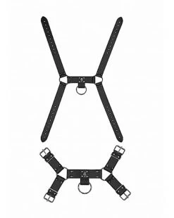 Shots Toys Ouch! Skulls And Bones - Male Harness With Skulls & Spikes - Black - One Size