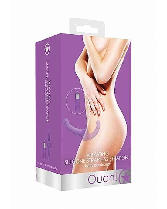 Shots Toys Vibrating Silicone Strapless Strapon - Purple - 3.9 Inch - Image 2