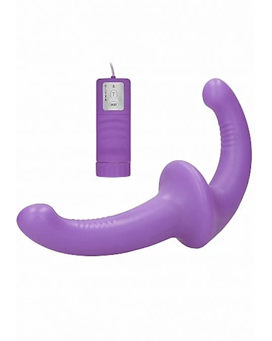 Shots Toys Vibrating Silicone Strapless Strapon - Purple - 3.9 Inch - Image 4