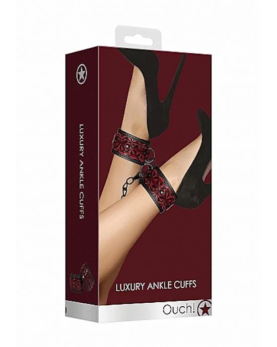 Shots Toys Luxury Ankle Cuffs - Burgundy - Image 2