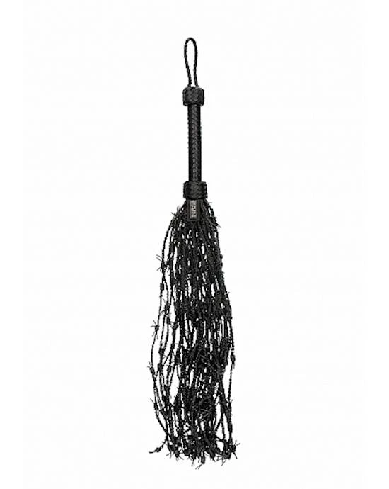 Shots Toys Leather Barbed Wire Flogger- Black - Black