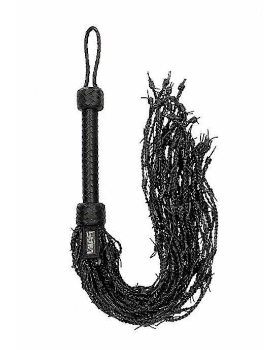 Shots Toys Leather Barbed Wire Flogger- Black - Black - Image 2