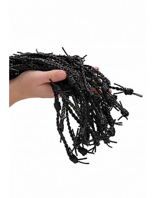 Shots Toys Leather Barbed Wire Flogger- Black - Black - Image 3