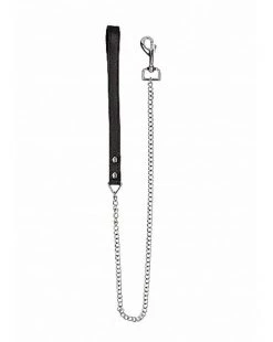 Shots Toys Leather Handle Chain Lead- Black - Black