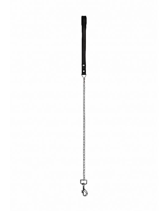 Shots Toys Leather Handle Chain Lead- Black - Black - Image 2