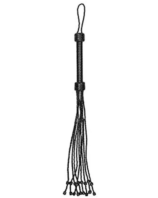 Shots Toys Short Leather Braided Flogger- Black - Black - Image 3