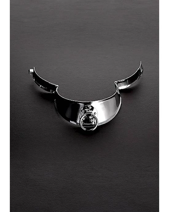 Shots Toys Locking Men's Collar With Ring - Silver - Medium - Image 2