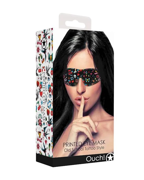 Shots Toys Printed Eye Mask - Old School Tattoo Style - Black - O/s - Image 2