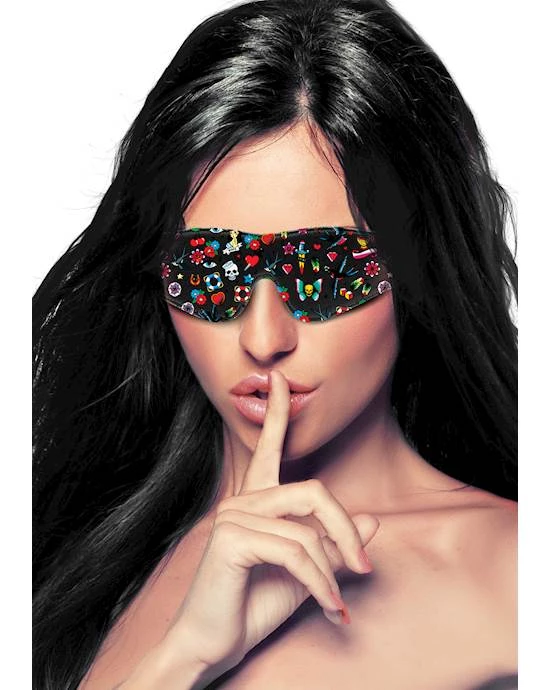 Shots Toys Printed Eye Mask - Old School Tattoo Style - Black - O/s - Image 3