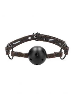 Shots Toys Breathable Ball Gag - With Roughened Denim Straps - Black - O/s