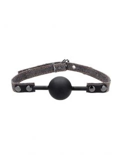 Shots Toys Silicone Ball Gag - With Roughened Denim Straps - Black - O/s