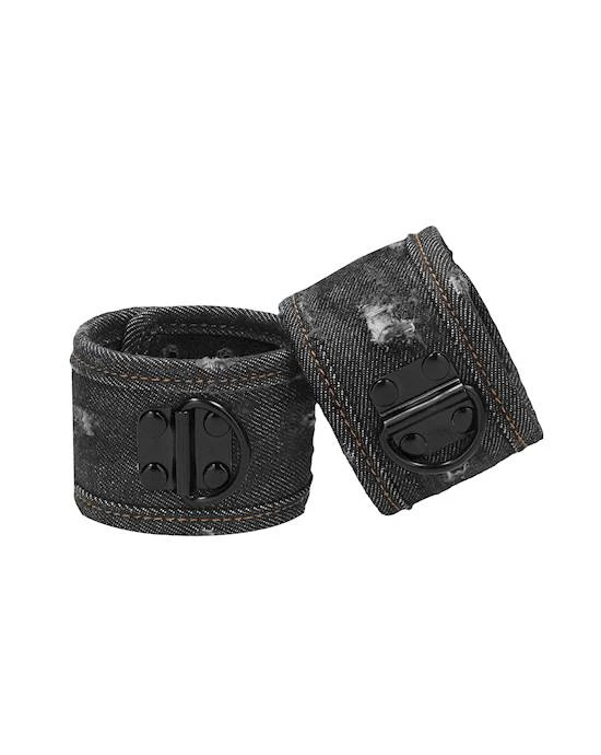 Shots Toys Denim Handcuffs - Roughened Denim Style - Black - O/s - Image 4