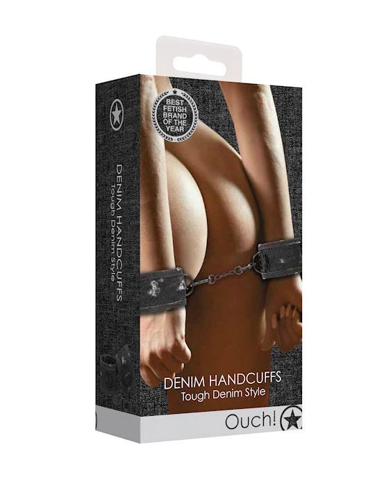 Shots Toys Denim Handcuffs - Roughened Denim Style - Black - O/s - Image 2