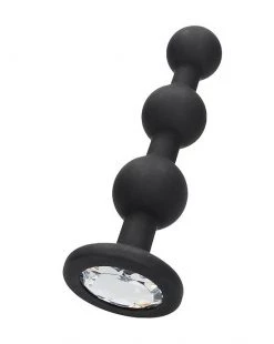 Shots Toys Silicone Beaded Diamond Butt Plug - 4.5 Inch - Black - 4.5 Inch