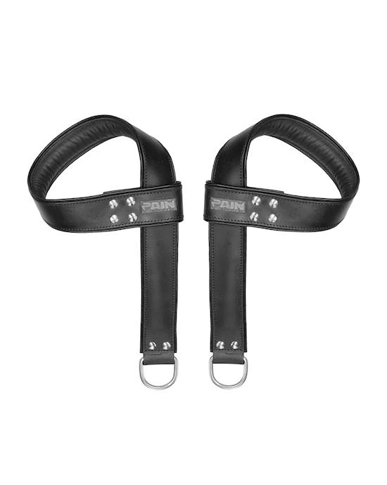 Shots Toys Suspension Cuffs - Saddle Leather - Black - One Size