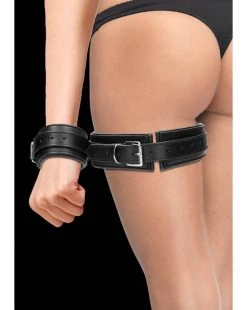 Shots Toys Suspension Thigh To Hand Cuffs - Black - One Size